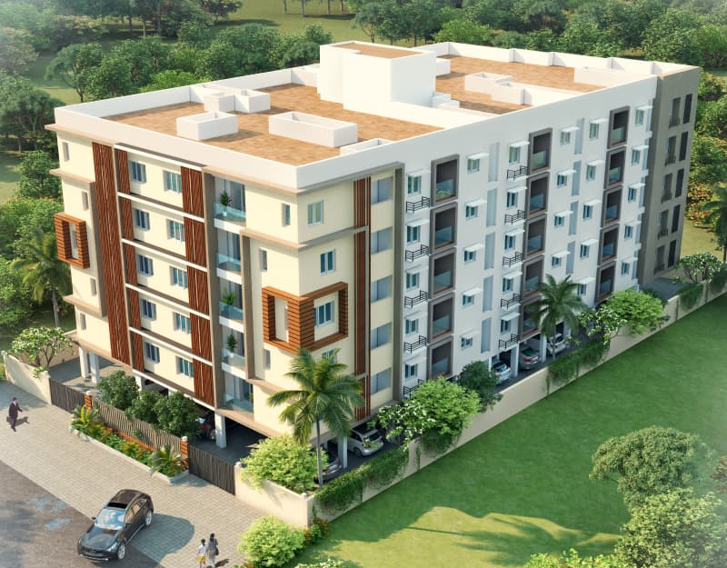 VGK Unity Kingdom residential apartment building with landscaped surroundings and parking.
